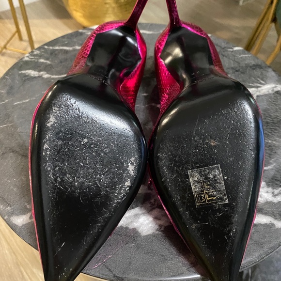 SOLD - YSL Hot Pink Metallic Snakeskin Zoe Pumps - Picture 3 of 3